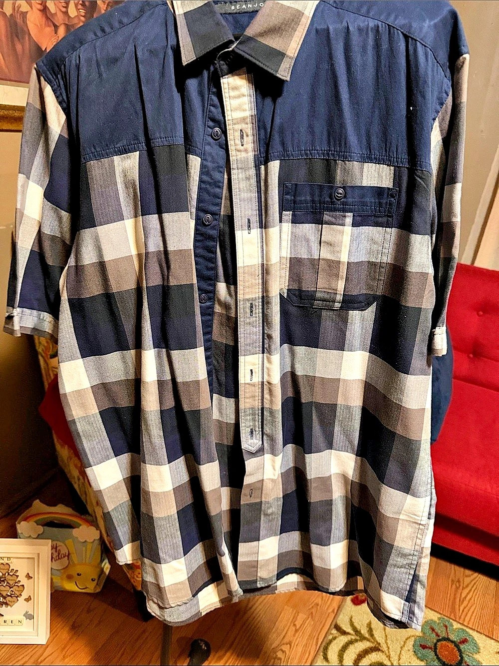 Sean John Men's Plaid Button Down Shirt Size 2XL Like New